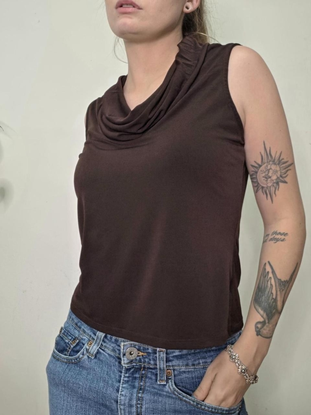 Y2K brown scoop neck tank top  Size Medium 2000s Tuscan Chic